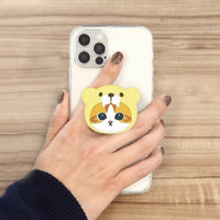 Soporte para celular Mofusand, gato con disfraz de oso