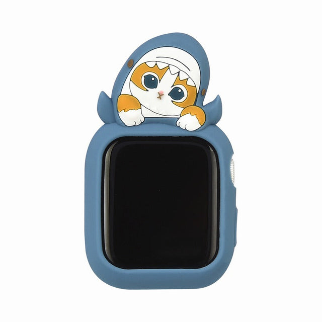 Funda de silicona Mofusand para Apple Watch, gato tiburón