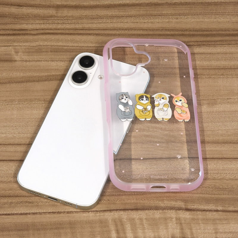 Carcasa transparente IIIIfit para iPhone, mofusand - rosada