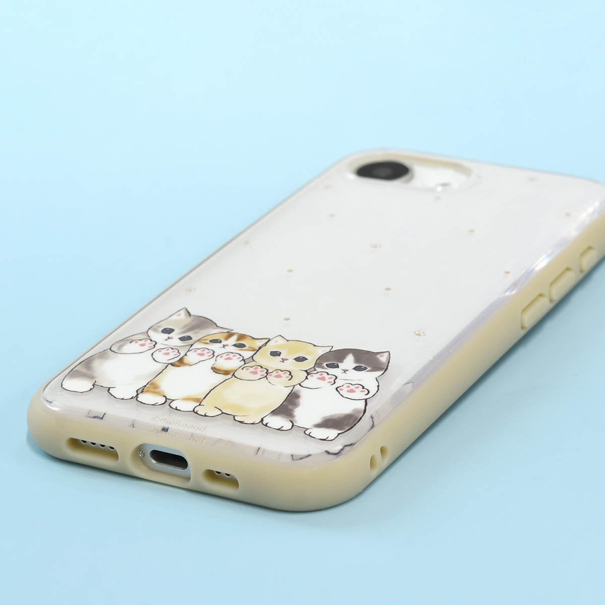 Funda transparente mofusand para iPhone 16e beige