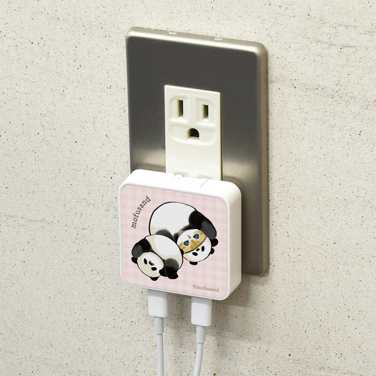 Mofusand: cargador USB-C de 2 puertos con gatito panda