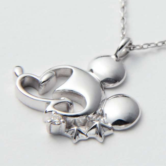 Collar colgante Mickey Mouse de oro blanco 10K y diamante