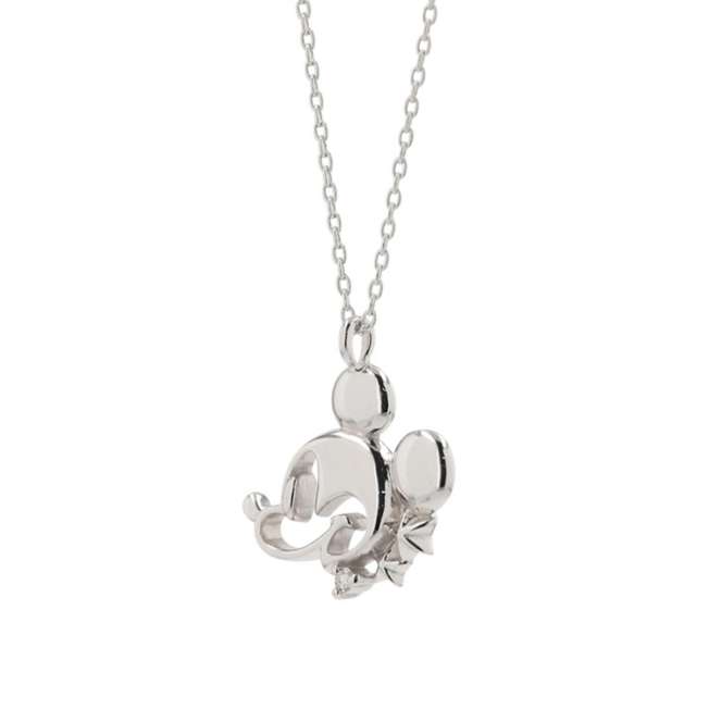 Collar colgante Mickey Mouse de oro blanco 10K y diamante