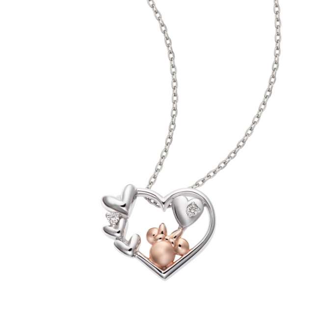 Collar de Minnie Mouse en oro blanco K10 con diamante