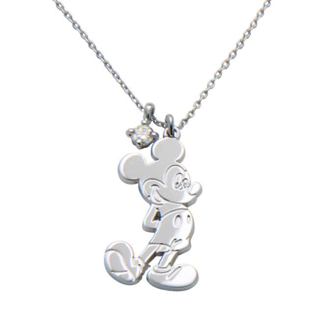 Collar de Mickey Mouse en oro blanco 10K y diamante