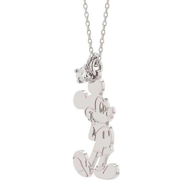 Collar de Mickey Mouse en oro blanco 10K y diamante