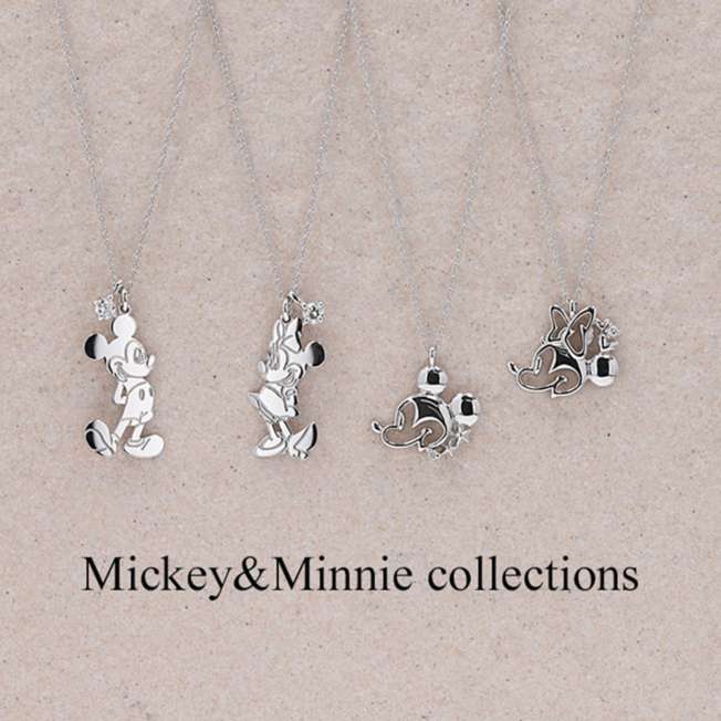 Collar de Mickey Mouse en oro blanco 10K y diamante