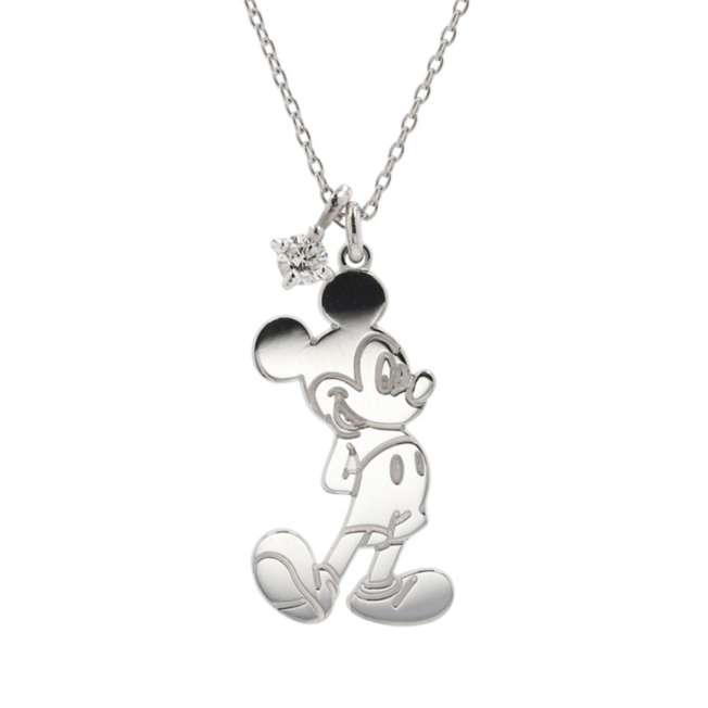 Collar de Mickey Mouse en oro blanco 10K y diamante