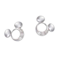 Aros Mickey Mouse en oro blanco K10 y diamantes