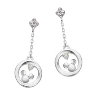 Aros Mickey Mouse de oro blanco 10K con diamantes