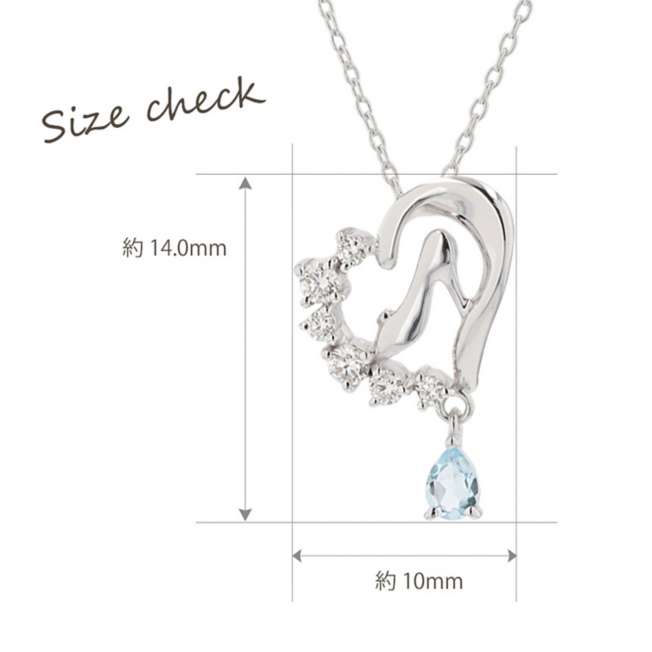 Collar de Cenicienta en oro blanco K10 con diamantes y topacio