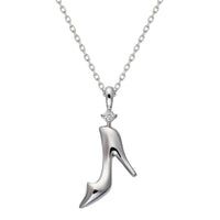 Collar de Cenicienta en oro blanco K10 con diamante