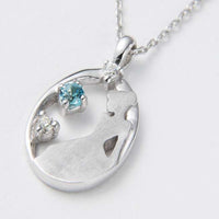 Collar colgante ovalado de Cenicienta en oro blanco 10K