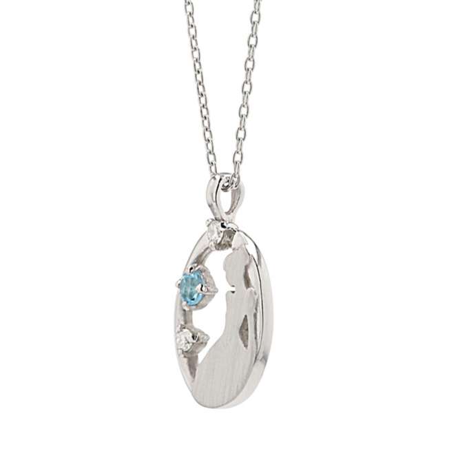 Collar colgante ovalado de Cenicienta en oro blanco 10K