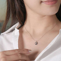 Collar colgante ovalado de Cenicienta en oro blanco 10K