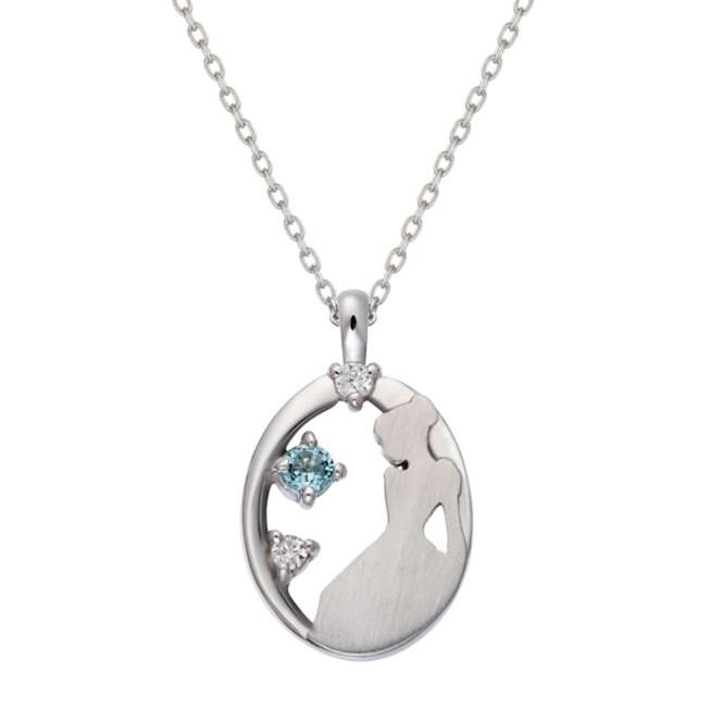Collar colgante ovalado de Cenicienta en oro blanco 10K