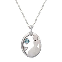 Collar colgante ovalado de Cenicienta en oro blanco 10K