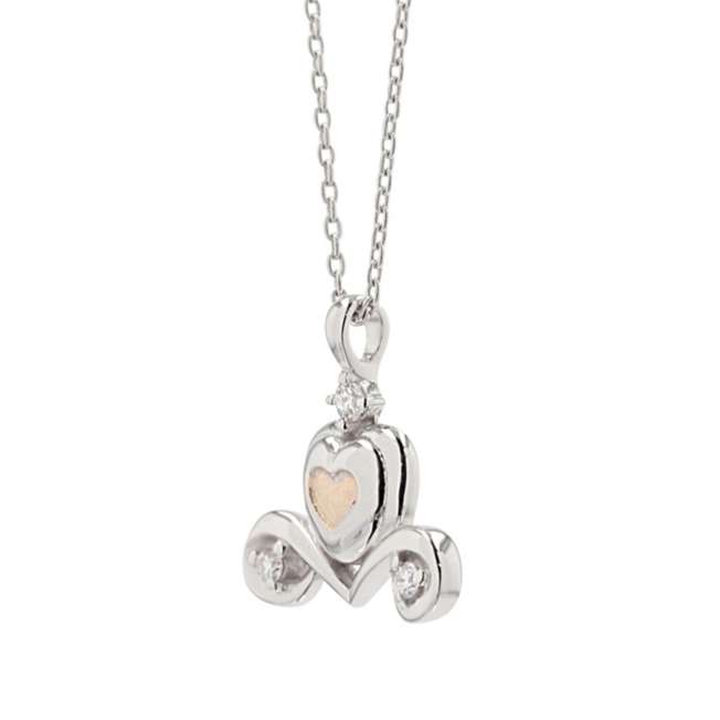 Collar de Cenicienta en oro blanco y rosado K10 con diamante