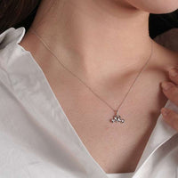 Collar de Cenicienta en oro blanco y rosado K10 con diamante