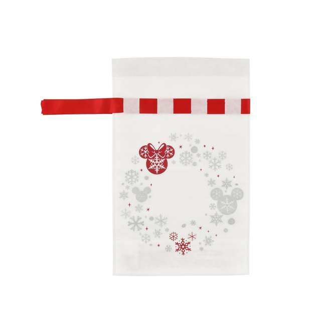 Bolsa de regalo navideña Mickey y Minnie blanca (L)