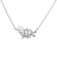 Collar de Flounder en oro blanco 10K con diamante y perla