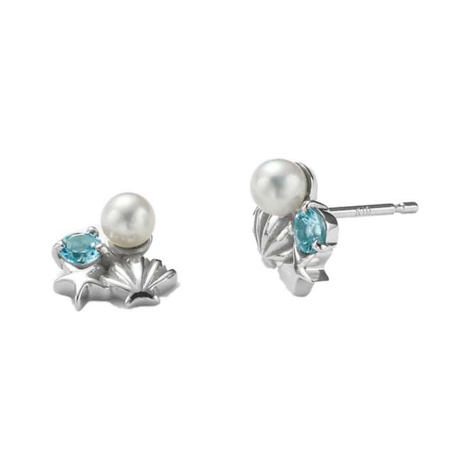 Aros de Ariel, La Sirenita, en oro blanco y aguamarina
