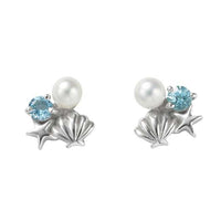 Aros de Ariel, La Sirenita, en oro blanco y aguamarina