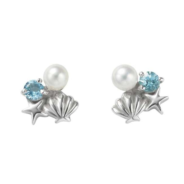 Aros de Ariel, La Sirenita, en oro blanco y aguamarina