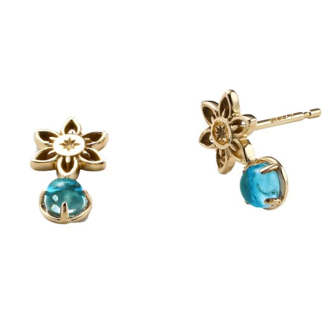Aros de Jasmine en oro amarillo K10 y topacio