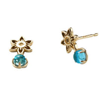 Aros de Jasmine en oro amarillo K10 y topacio