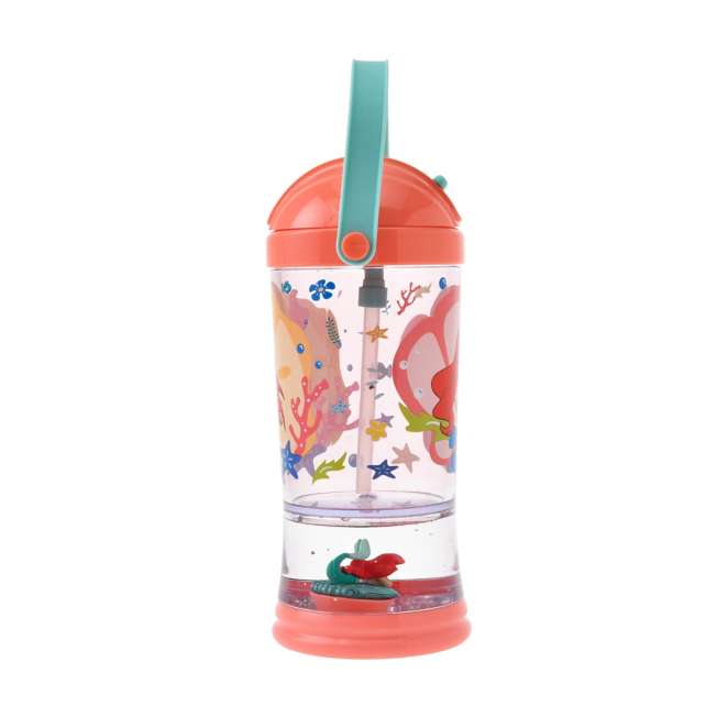 Botella infantil Ariel y Sebastián con base de globo de nieve
