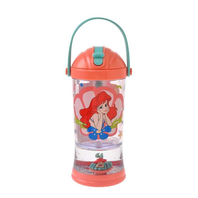 Botella infantil Ariel y Sebastián con base de globo de nieve