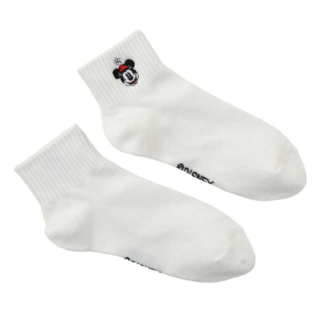 Calcetines cortos acanalados Minnie con bordado blanco