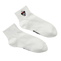 Calcetines cortos acanalados Minnie con bordado blanco