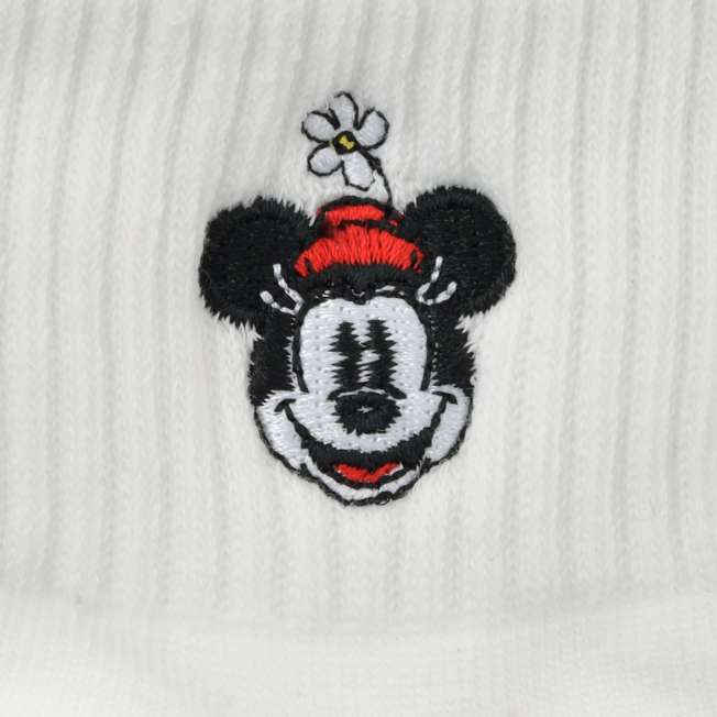 Calcetines cortos acanalados Minnie con bordado blanco