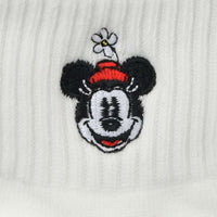 Calcetines cortos acanalados Minnie con bordado blanco