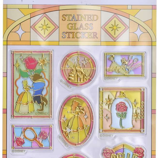 Stickers efecto vitral de La Bella y la Bestia