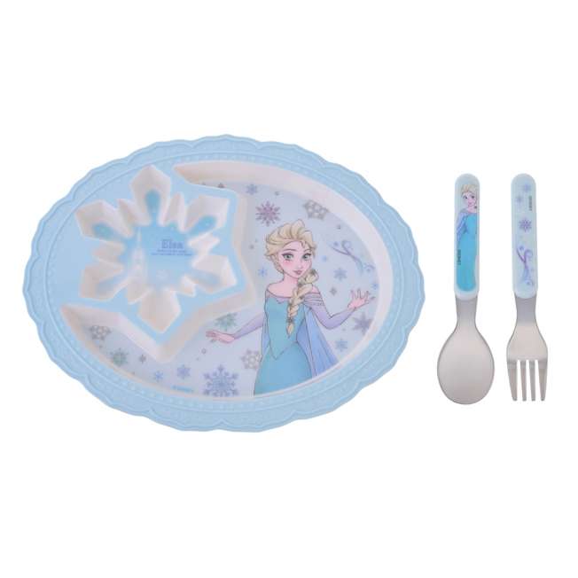 Set infantil de plato y cubiertos de Elsa