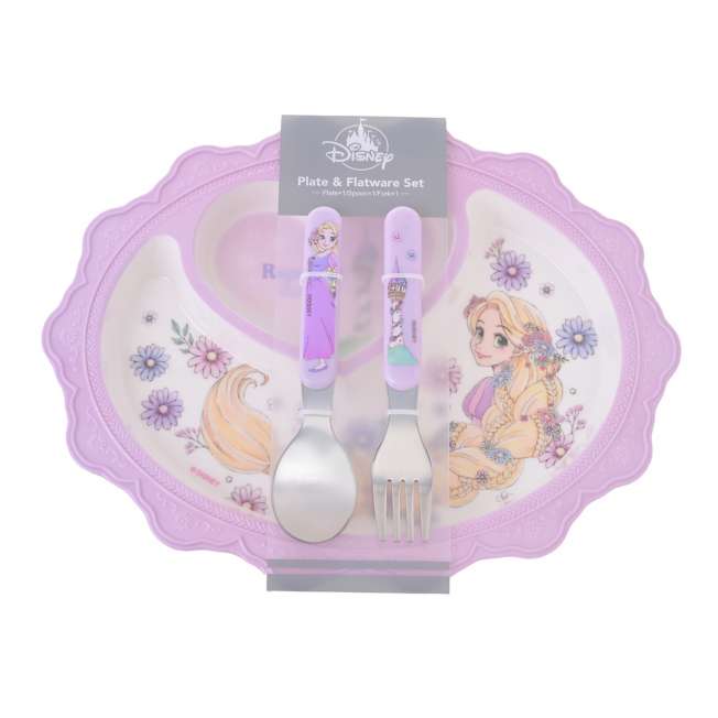 Set de plato infantil con cubiertos de Rapunzel