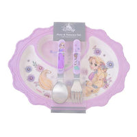 Set de plato infantil con cubiertos de Rapunzel