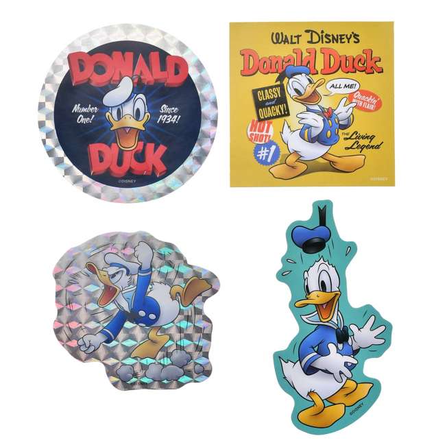 Set de 4 stickers holográficos de Donald Duck
