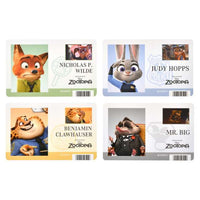 Set de 4 stickers estilo tarjeta de identificación de Zootopia