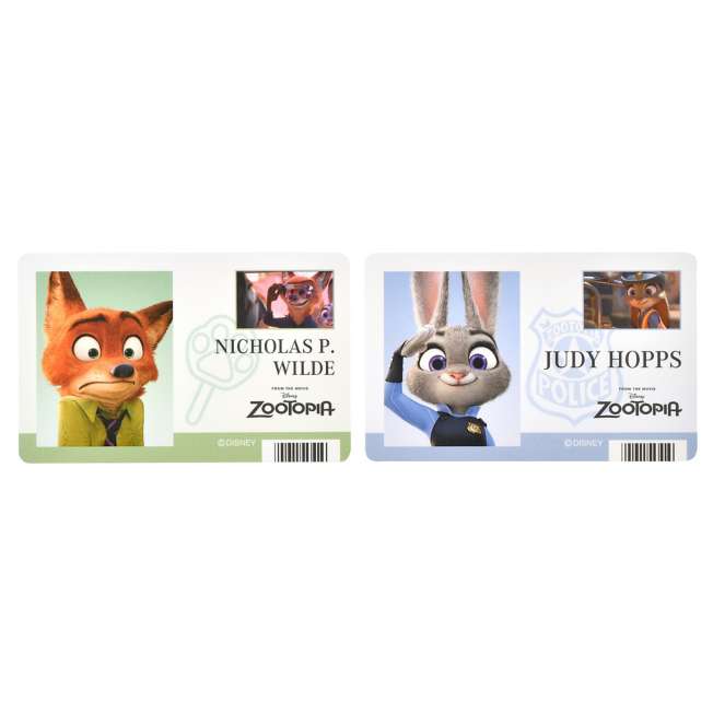Set de 4 stickers estilo tarjeta de identificación de Zootopia