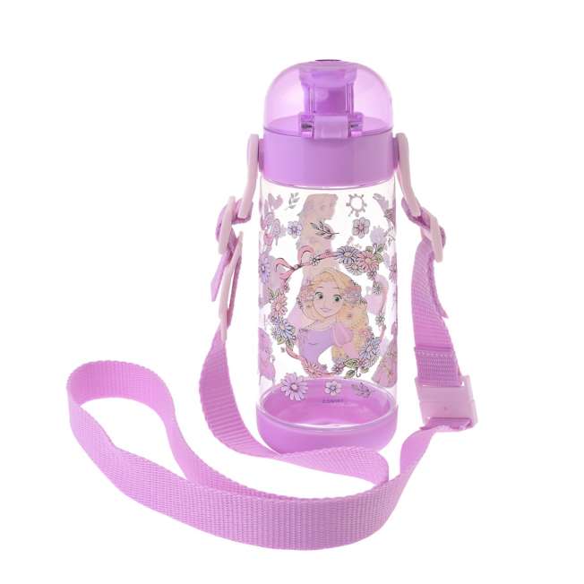 Botella infantil transparente de Rapunzel con correa