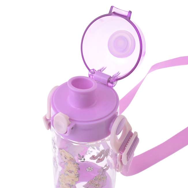 Botella infantil transparente de Rapunzel con correa