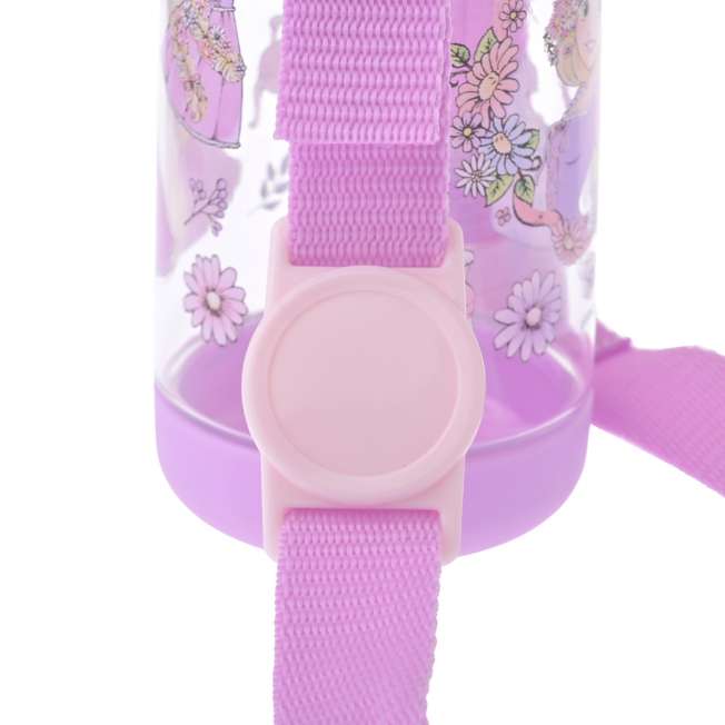Botella infantil transparente de Rapunzel con correa