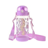 Botella infantil transparente de Rapunzel con correa