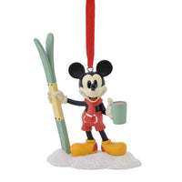 Adorno navideño de Mickey esquiando