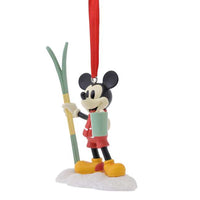 Adorno navideño de Mickey esquiando