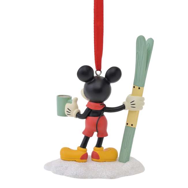 Adorno navideño de Mickey esquiando